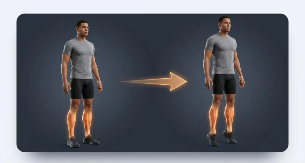 Calf raise from a stable stance, moving from the whole foot onto the balls of the feet