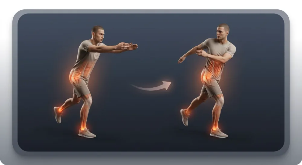 Single-leg balance with a slow, controlled torso rotation left and right